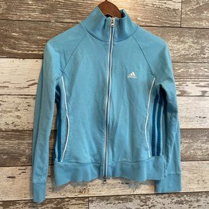 Adidas Baby Blue Track Suit Women's Zip Up Athletic Performance Sweatshirt